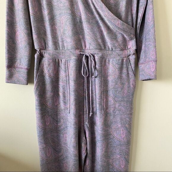 Nwot-Chaser-Purple Paisley Cozy Knit Jumpsuit - Picture 13 of 15